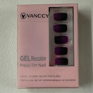 VANCCY Purple/Black Gel Reusable Press-On Nails